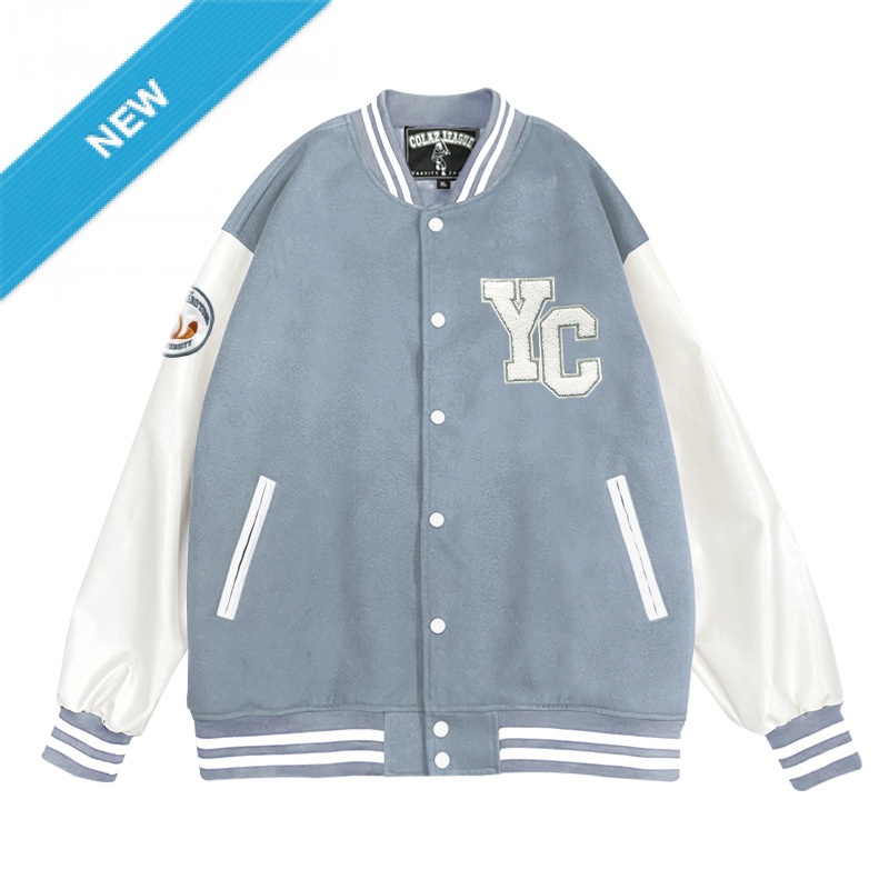 【Colaz酷樂網】NYCU美式經典棒球外套_迷霧灰藍／Varsity Jacket _Dusty Blue