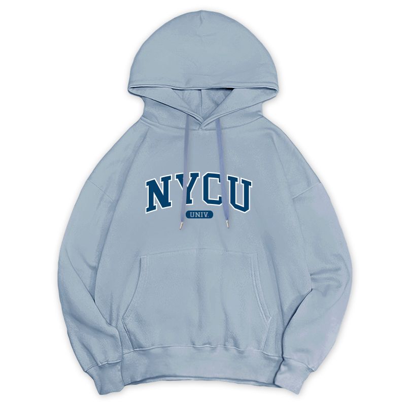 【Colaz酷樂網】NYCU冬日輕甜系落肩帽_經典款_冰霜藍／Oversized Embroidered Hoodie (Dusty Blue)