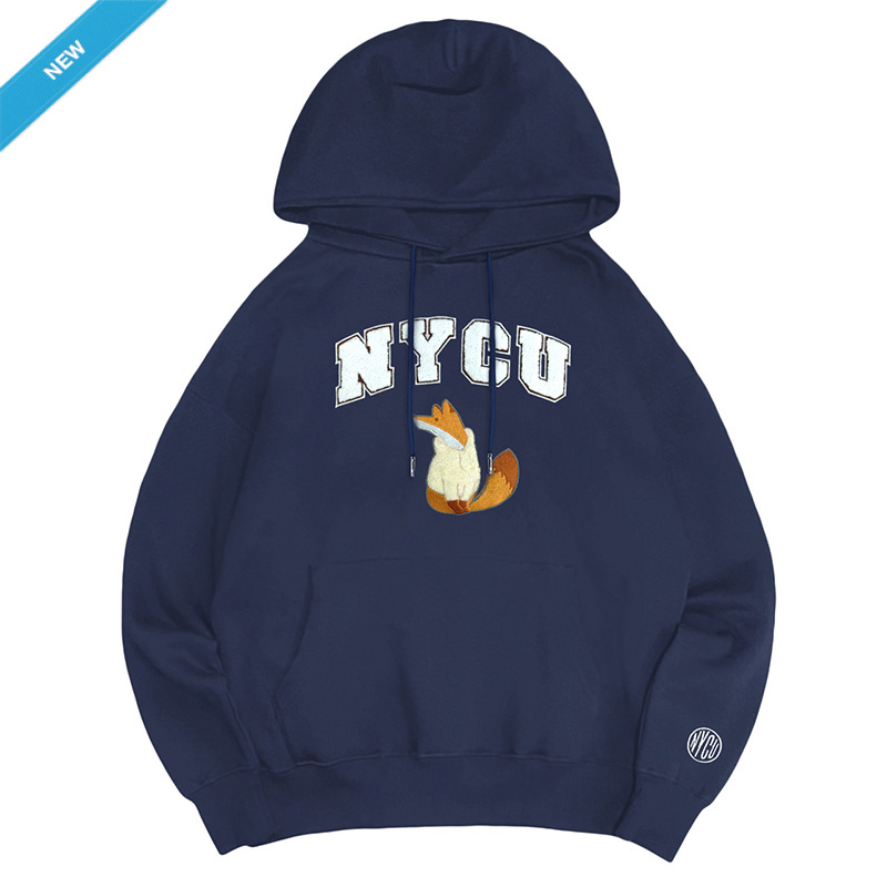 【Colaz酷樂網】NYCU立體毛巾繡落肩帽T_經典藍／Oversized Embroidered Hoodie (Fox_Blue)