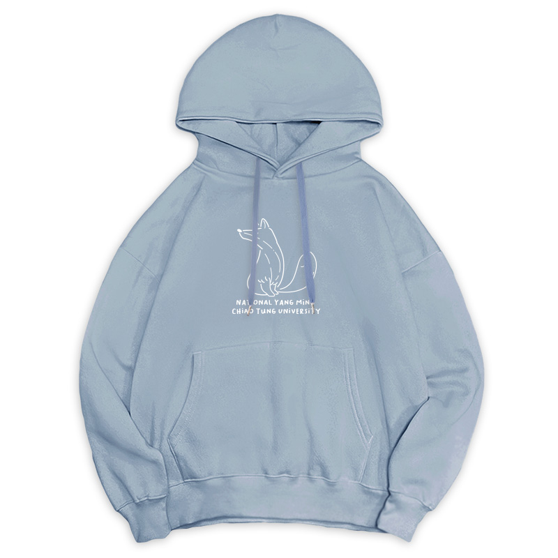 【Colaz酷樂網】NYCU冬日輕甜系落肩帽T_狐狸款_冰霜藍／Oversized Embroidered Hoodie (Dusty Blue)