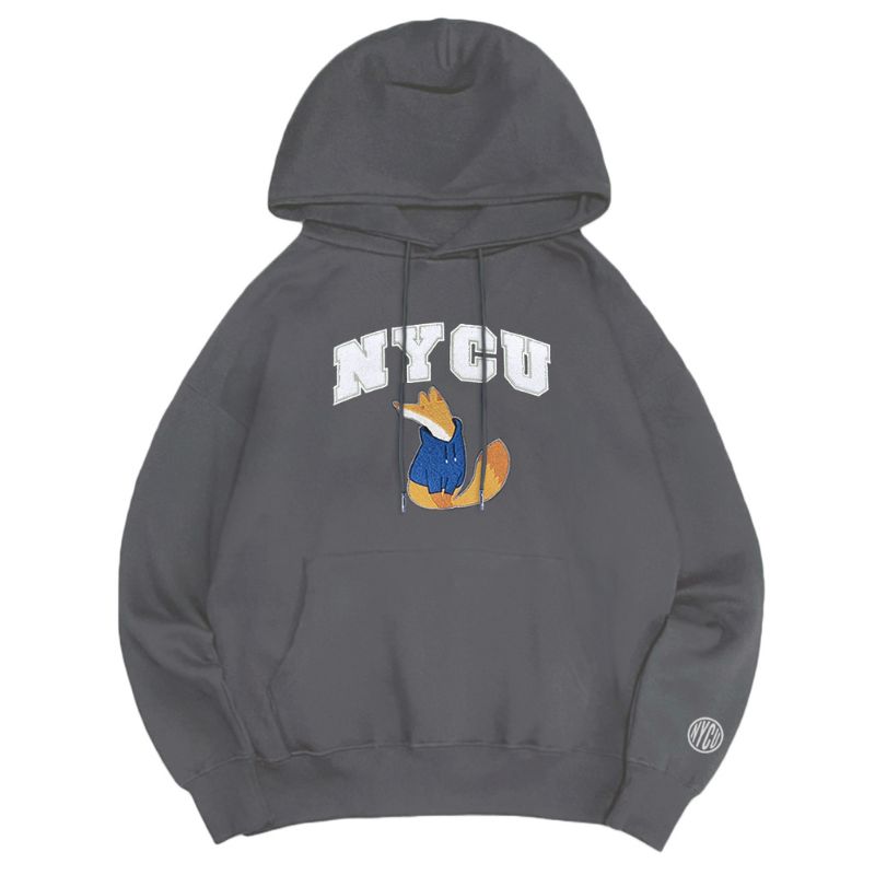 【Colaz酷樂網】NYCU立體毛巾繡竹狐落肩帽T_摩卡灰／Oversized Embroidered Hoodie (Grey)
