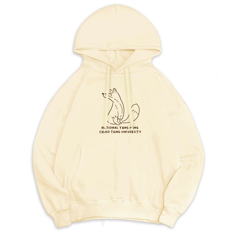 【Colaz酷樂網】NYCU冬日輕甜系落肩帽T_狐狸款_奶霜白／Oversized Embroidered Hoodie (White)