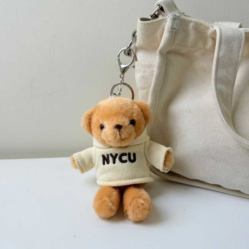 【Colaz酷樂網】NYCU毛茸茸帽T小熊掛飾鑰匙圈_奶油白／Bear Plush Keyring _Beige