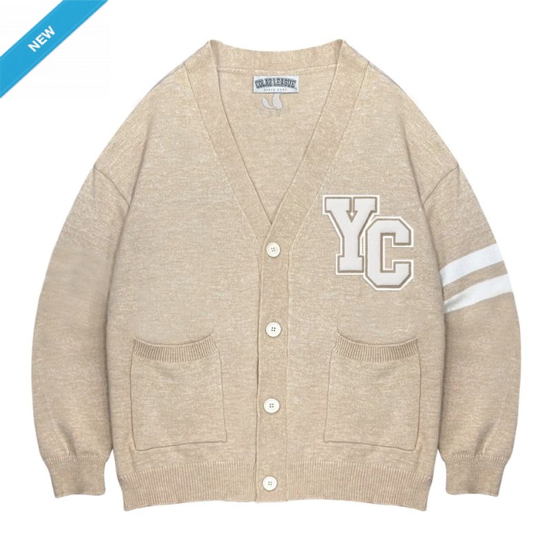 【Colaz酷樂網】NYCU學院風針織衫_燕麥牛奶／Knitted Jacket