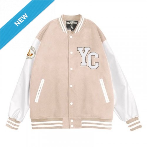 【Colaz酷樂網】NYCU美式經典棒球外套_奶杏色／Varsity Jacket _Beige