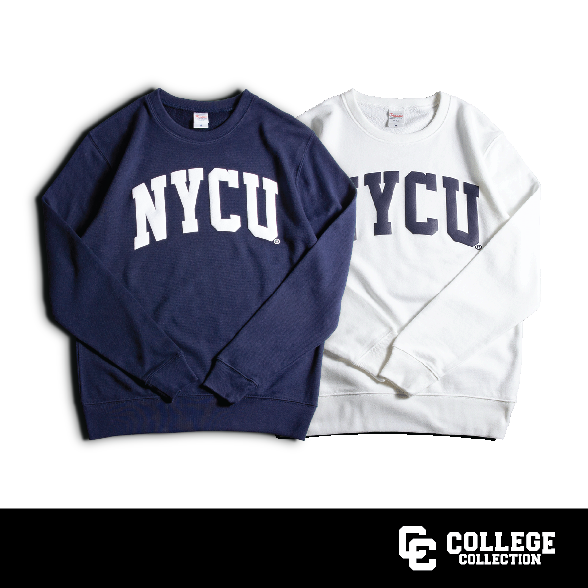▌College Collection ▌陽明交通大學 NYCU 美式大LOGO發泡印花 大學T (海軍藍/經典白）NYCU BIG LOGO Puff Printing Sweatshirt (Navy/Ｗhite)