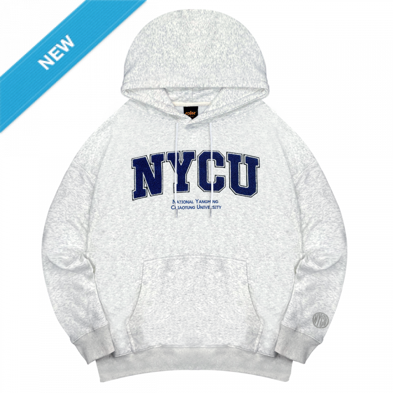 【Colaz酷樂網】NYCU立體毛巾繡落肩帽T_麻花白／Oversized Essentials Embroidered Hoodie _White