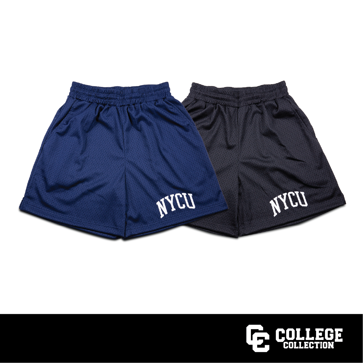 ▌College Collection ▌NYCU復古網眼運動短褲 (黑色/深藍色) NYCU Retro Sport Shorts (Black/Navy)