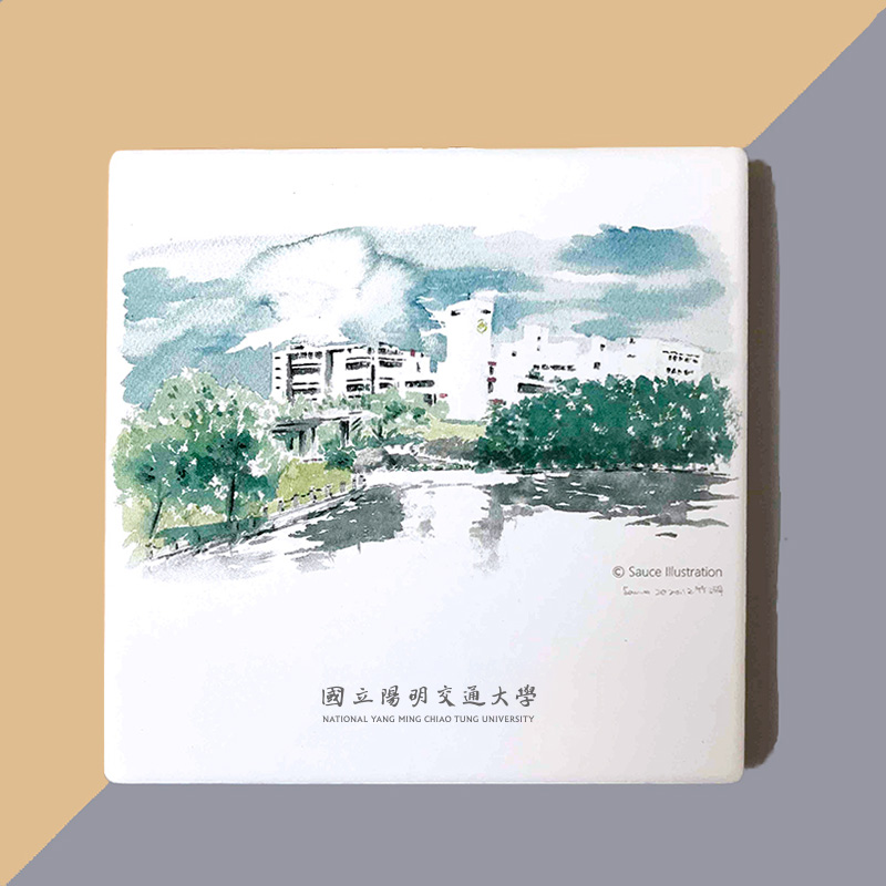 【Colaz酷樂網】NYCU校園插畫吸水杯墊_竹湖／Graphic Water Absorbent Ceramic Coaster _Chu lake