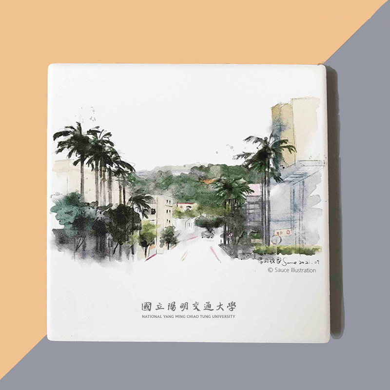 【Colaz酷樂網】NYCU校園插畫吸水杯墊_陽明校園／Graphic Water Absorbent Ceramic Coaster _Campus